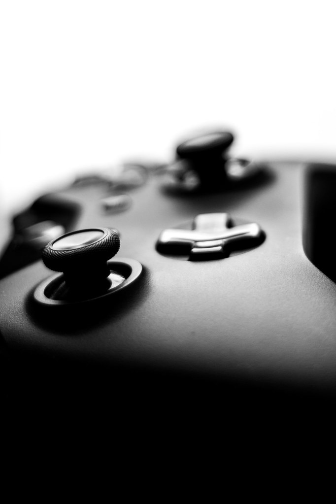 An Xbox One controller photographed against a plain background.